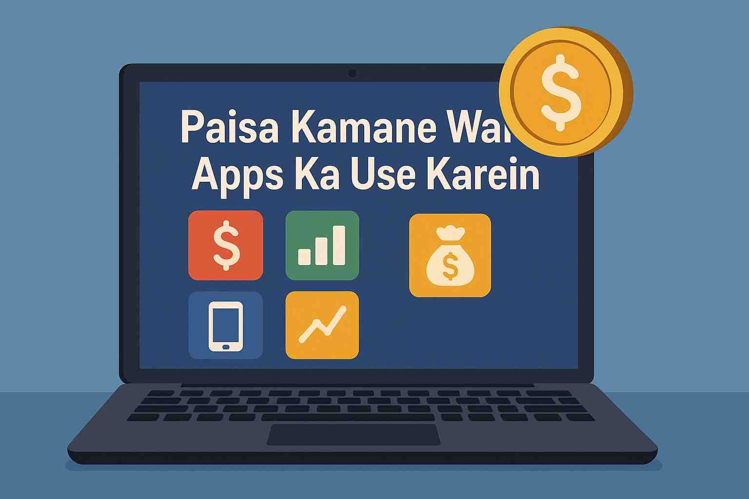 Laptop par paisa kamane wale apps illustration