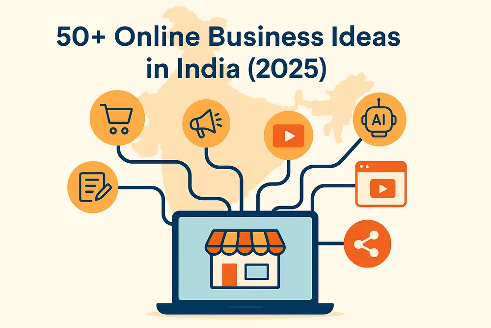 Read more about the article 50+ Online Business Ideas in India (2025) – Start Low-Investment & Profitable Businesses
