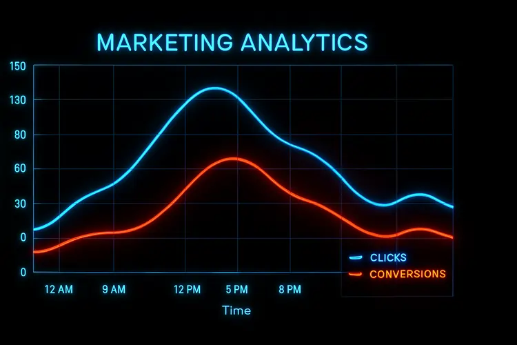 Clicks vs Conversions Timeline — The DM School Review Google Ads Case Study