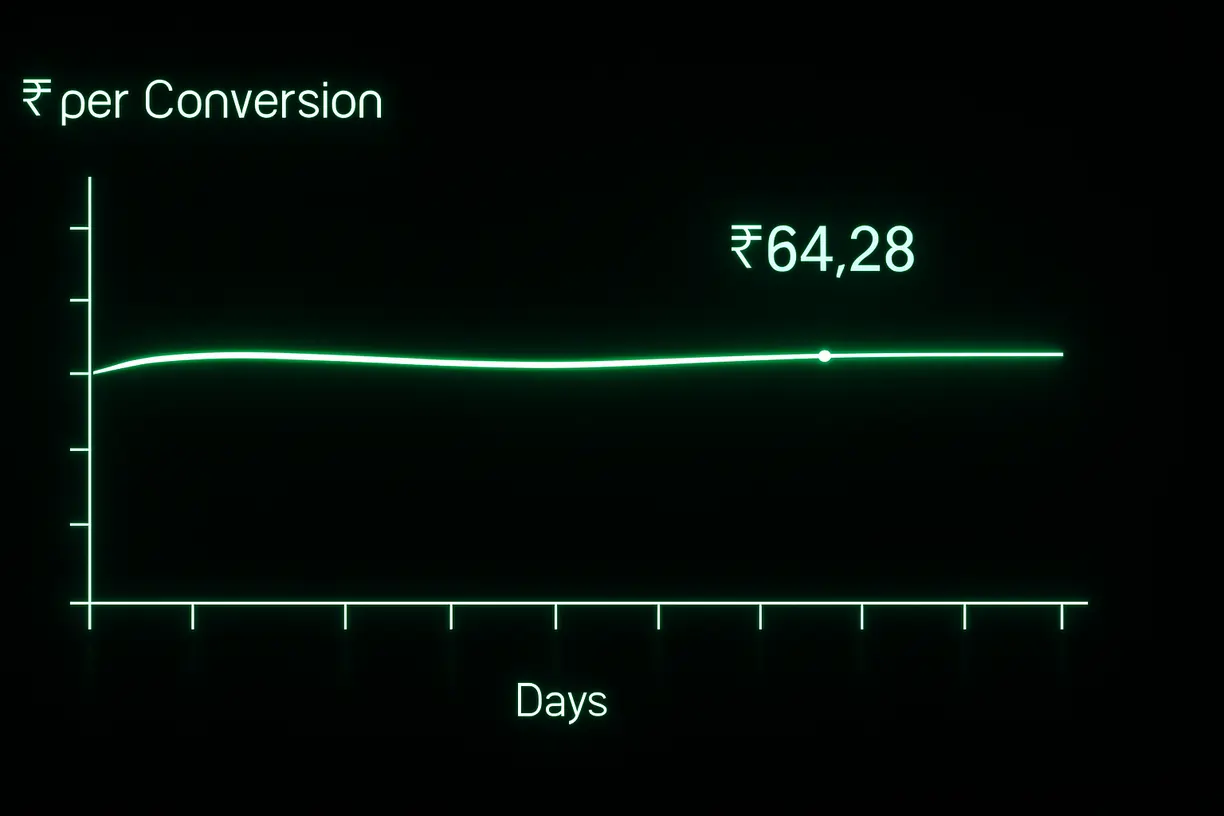 Cost per Conversion Trend — The DM School Review Google Ads Case Study