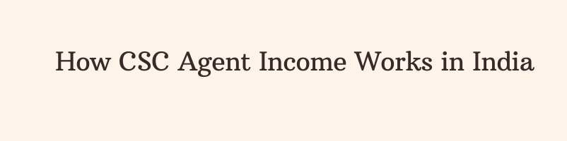 How CSC Agent Income Works in India