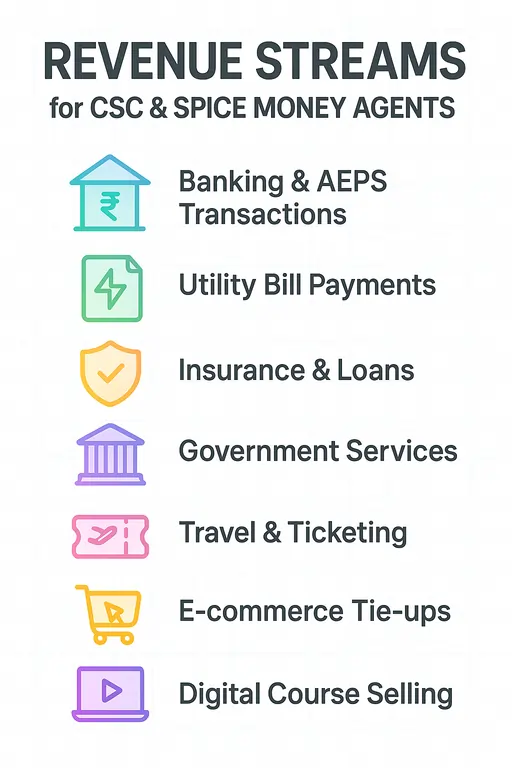 Revenue Streams for CSC and Spice Money Agents in India