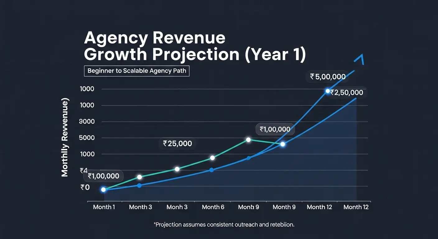 Revenue Growth Projection from ₹0 to ₹5L over 12 months
