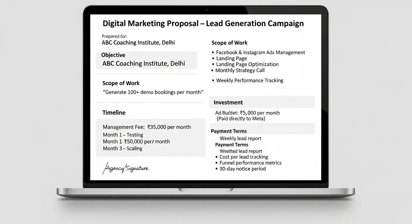 digital marketing agency proposal document for an Indian client
